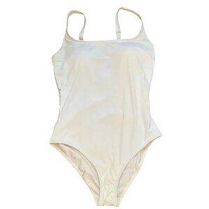 NWOT Calme SM 1 Pc Maillot Tank Swimsuit White 118459